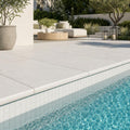 White Marble Leather (Sandblasted & Brushed) 16 x 24 x 2 Double Bullnose Coping 16x24 pool coping — Swimming Pool pool edge drop-face coping