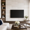 White Oak 12x24x0.38 Honed Marble Tile — Living Room feature wall