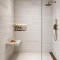 White Oak 18x36x0.38 Honed Marble Tile — Bathroom shower wall