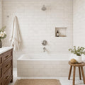 White Oak 4x12 Honed Marble Tile — Bathroom tub surround