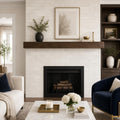 White Oak 4x12 Honed Marble Tile — Living Room fireplace surround