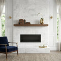 White Pearl Marble Tile 12x24 — Living Room fireplace surround