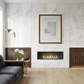 White Pearl Marble Tile 24x24 — Living Room feature wall