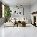 White Pearl Marble Tile 24x24 — Living Room floor