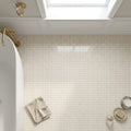 White Pearl (Turkish Botticino) (Botticino) Marble 1x1 Polished Mosaic — Bathroom floor