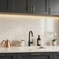 White Pearl (Turkish Botticino) (Botticino) Marble 1x1 Polished Mosaic — Kitchen backsplash