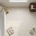 White Pearl (Turkish Botticino) (Botticino) Marble 1x1 Tumbled Mosaic — Bathroom floor