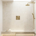 White Pearl (Turkish Botticino) (Botticino) Marble 1x1 Tumbled Mosaic — Bathroom shower floor