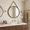 White Pearl (Turkish Botticino) (Botticino) Marble 1x1 Tumbled Mosaic — Bathroom shower wall