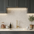 White Pearl (Turkish Botticino) (Botticino) Marble 1x1 Tumbled Mosaic — Kitchen backsplash