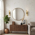 White Pearl (Turkish Botticino) (Botticino) Marble 1x4 Polished Herringbone Mosaic — Living Room accent wall