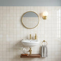 White Pearl (Turkish Botticino) (Botticino) Marble 2x2 Polished Mosaic — Powder Room wall