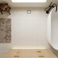 White Pearl (Turkish Botticino) (Botticino) Marble 5/8x5/8 Tumbled Mosaic — Bathroom floor