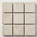 White Pearl (Turkish Botticino) (Botticino) Marble 5/8x5/8 Tumbled Mosaic close-up