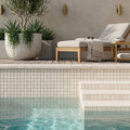 White Pearl (Turkish Botticino) (Botticino) Marble 5/8x5/8 Tumbled Mosaic — Swimming Pool pool interior tiling
