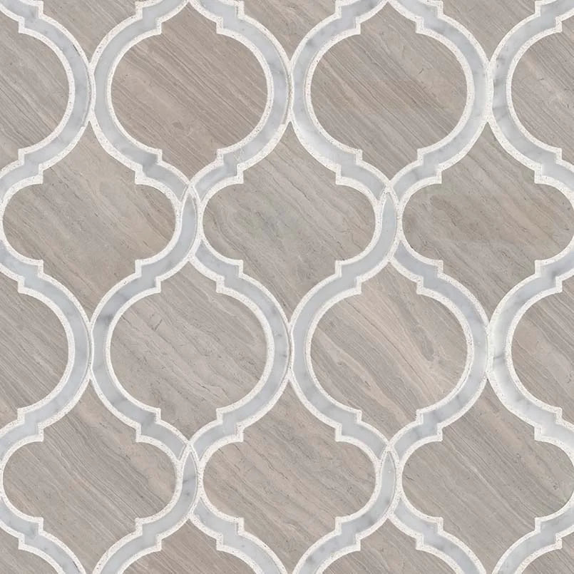 White Quarry Savona Pattern Polished 0.38 Inch Marble Mosaic Tile ...