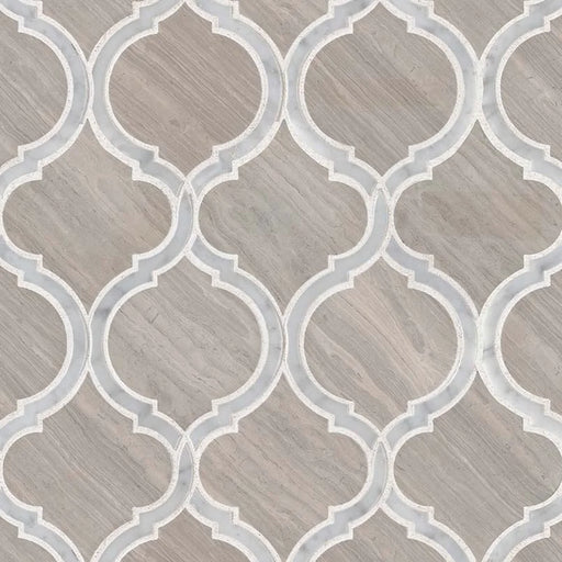 White Quarry Savona Pattern Polished 0.38 Inch Marble Mosaic Tile