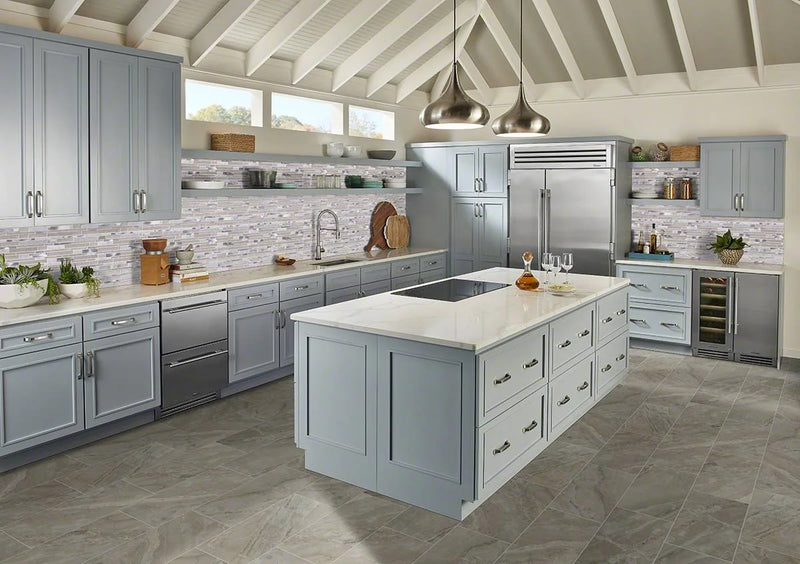 White Wave Interlocking Pattern Misc. 0.16 Inch Glass Metal Blend Mosaic Tile