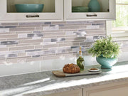 White Wave Interlocking Pattern Misc. 0.16 Inch Glass Metal Blend Mosaic Tile