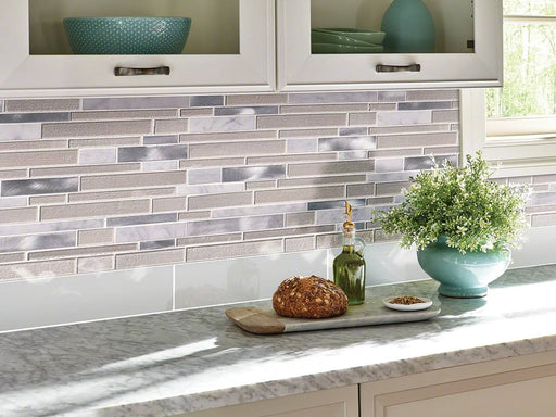 White Wave Interlocking Pattern Misc. 0.16 Inch Glass Metal Blend Mosaic Tile