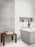 White Wave Interlocking Pattern Misc. 0.16 Inch Glass Metal Blend Mosaic Tile