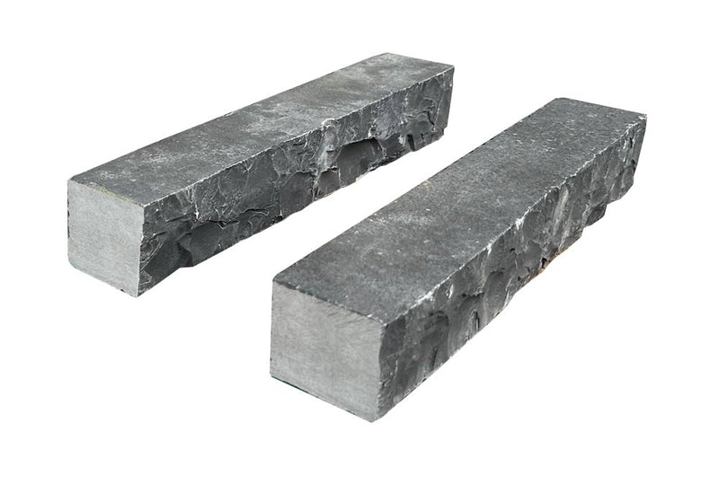 Close-up of Indian Black Limestone Natural 12 x 2 x 2 Limestone Wainscot Sill Cap, in Indian Black tones.