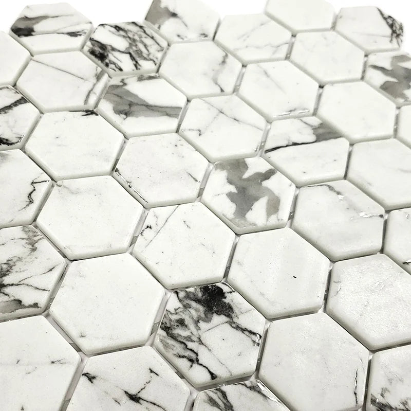 XL Fosco 2x2 Hexagon Matte Recycled Glass Mosaic