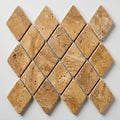 Golden Sienna 1x2 Diamond Tumbled Travertine Mosaic close-up