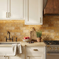 Golden Sienna 2x4 Subway Splitface Travertine Mosaic — Kitchen backsplash