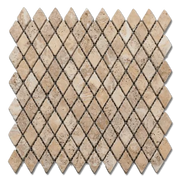 Yellow Diamond Pattern 12x12 Natural Textured Travertine Mosaic