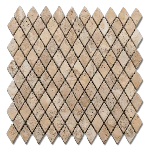 Yellow Diamond Pattern 12x12 Natural Textured Travertine Mosaic