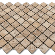 Yellow Diamond Pattern 12x12 Natural Textured Travertine Mosaic