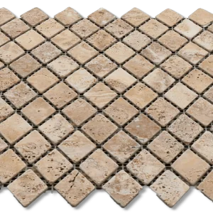 Yellow Diamond Pattern 12x12 Natural Textured Travertine Mosaic