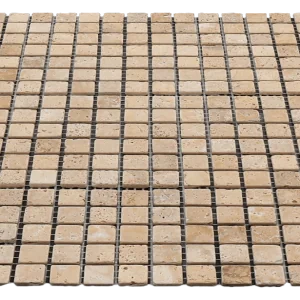 Yellow 5/8x5/8 12x12 Sheet Natural Travertine Mosaic