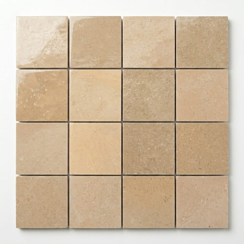 Zagora Ivoire 2x2 12x12 Gloss Marble Mosaic close-up