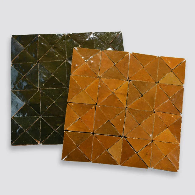 Zagora Vert Mousse 12x12 Triangle Gloss Ceramic Mosaic