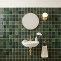 Zagora Vert Mousse 2x2 Gloss Decorative Marble Mosaic — Powder Room wall