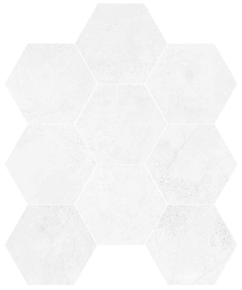 Chicago Exa White Cotton 8.5x9.8 Hexagon Matte Ceramic Tile