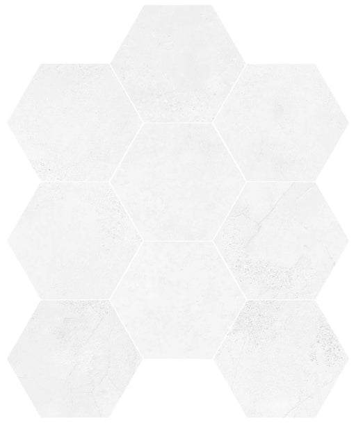 Zement Exa White 8.5x9.8 Hexagon Porcelain Tile