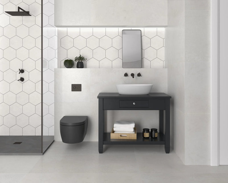 Zement Exa White 8.5x9.8 Hexagon Porcelain Tile