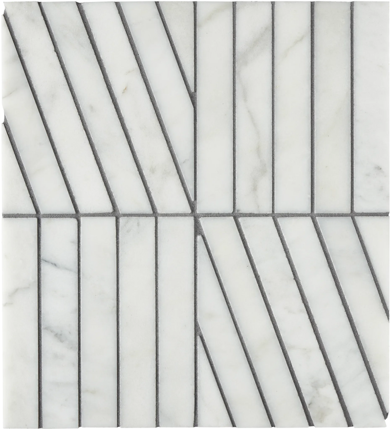 Zigzag Blanc Honed Mesh Pattern Marble Mosaic