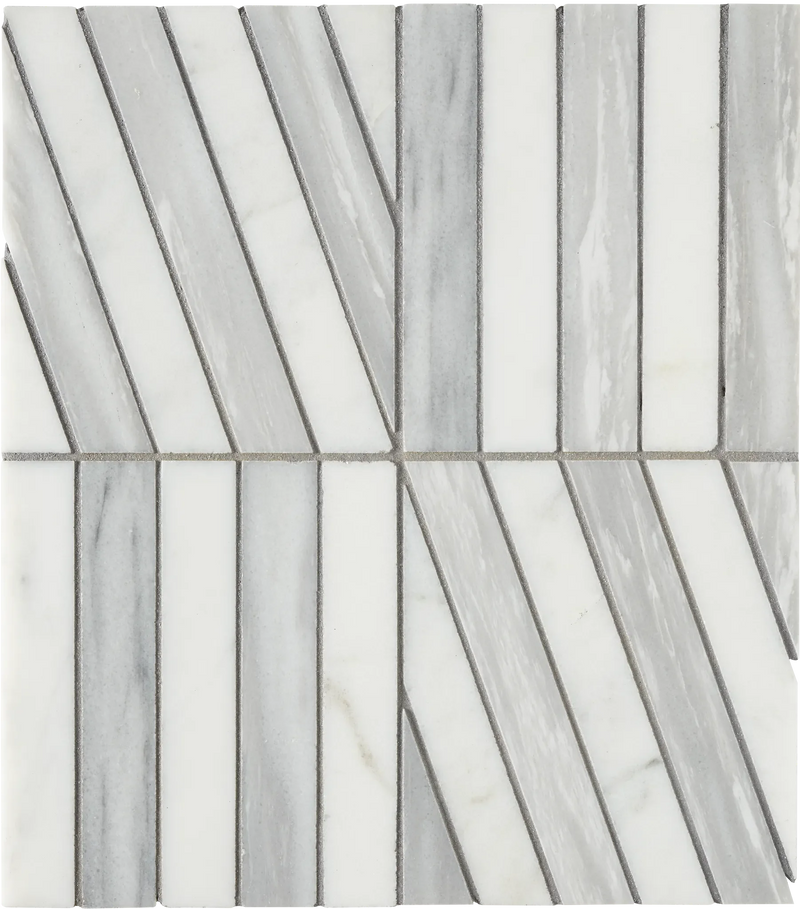 Zigzag Blanc/Luna Honed Marble Mosaic