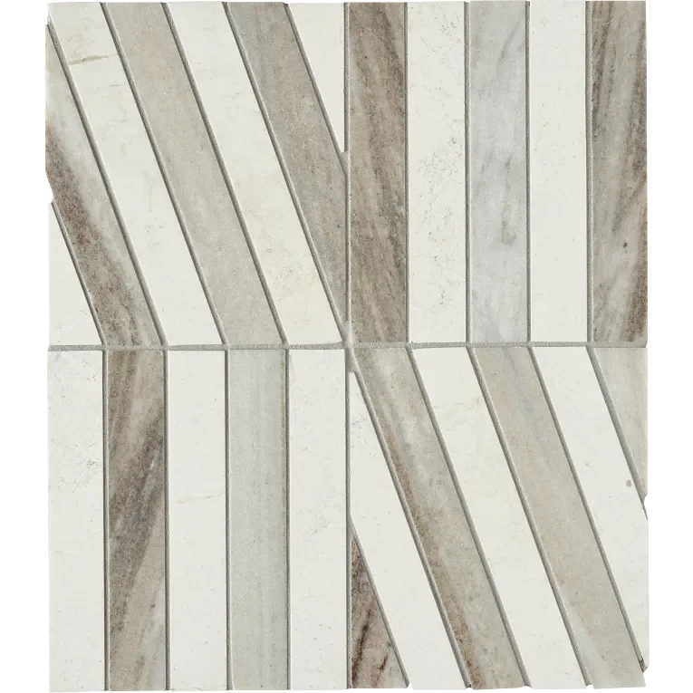 Zigzag Crema/Sky Honed Marble Mosaic
