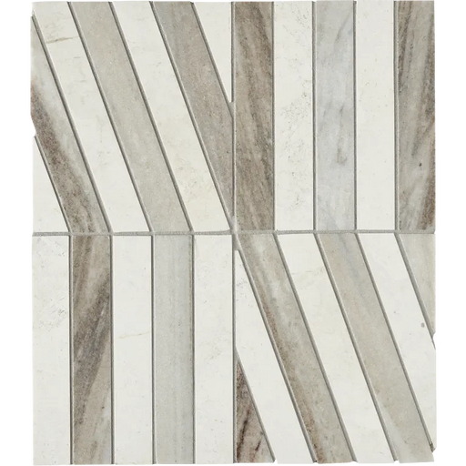 Zigzag Crema/Sky Honed Marble Mosaic