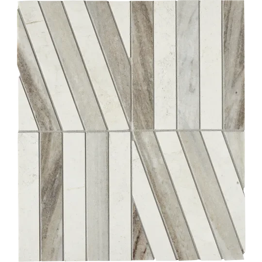 Zigzag Crema/Sky Honed Marble Mosaic