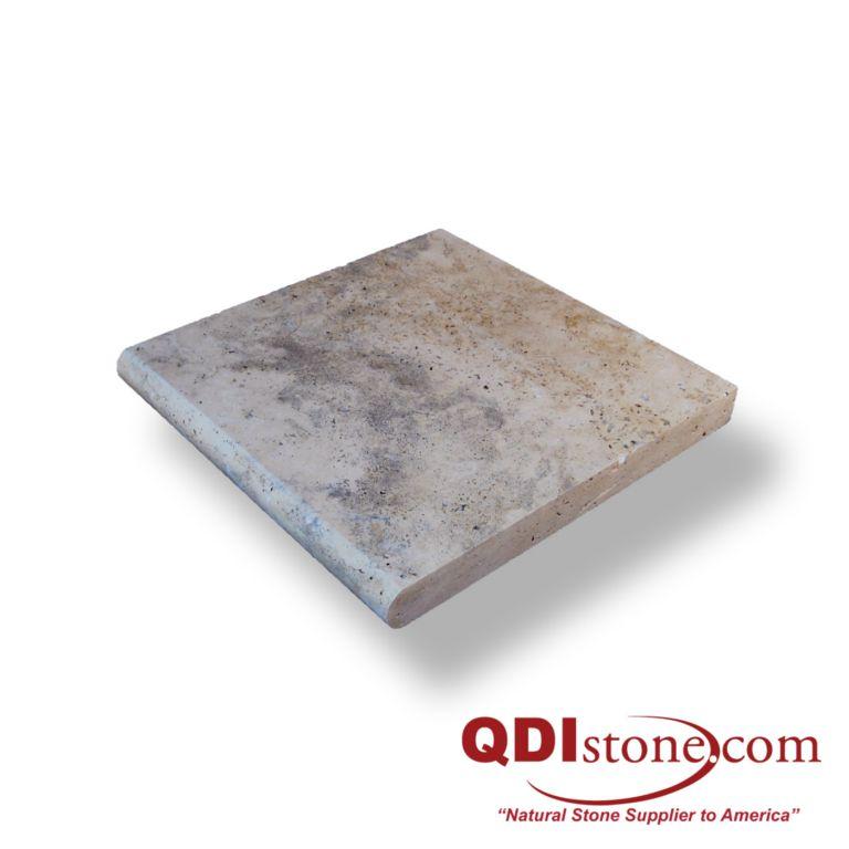 Ancient Castle Travertine Coping 12x12 Tumbled Bullnose  1.25 inch
