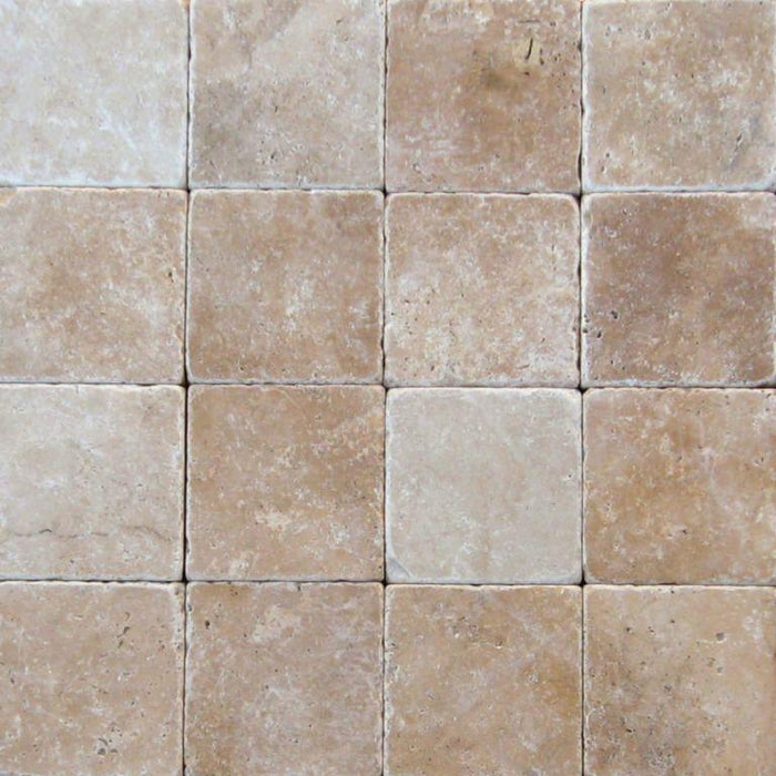 Ancient Castle Travertine Paver 6x6 Tumbled   1.25 inch