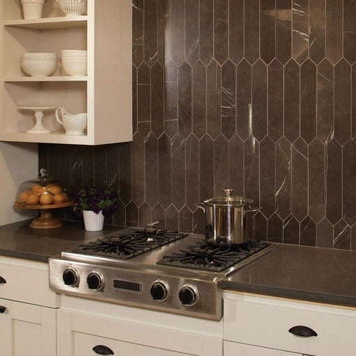 Antico Scuro Marble Tile 3x15 Polished   3/8 inch