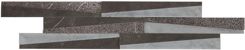 Antico Scuro Wedge Polished, Bush Hammered Marble  Mosaic