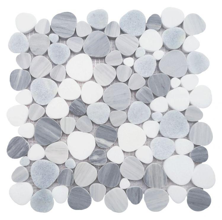 Aphrodite Deep Ocean Pebble Polished Marble  Mosaic